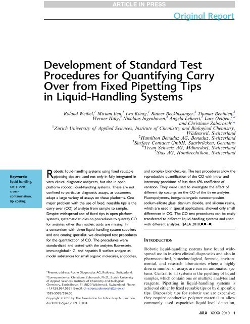 Development of Standard Test Procedures for ... - Toolpoint