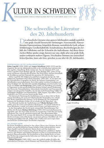 schwedischen Literatur des 20. Jahrhunderts - Treffpunkt-Schweden