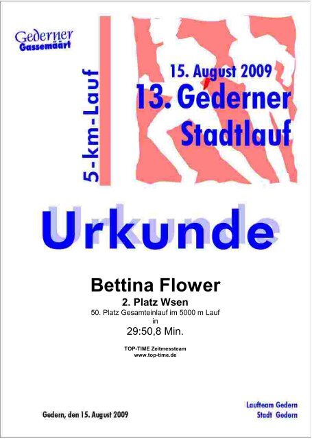 Urkunde 5 km - Top-Time