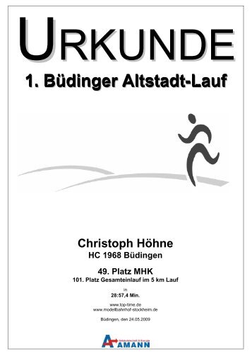 1. BÃ¼dinger Altstadt-Lauf - Top-Time