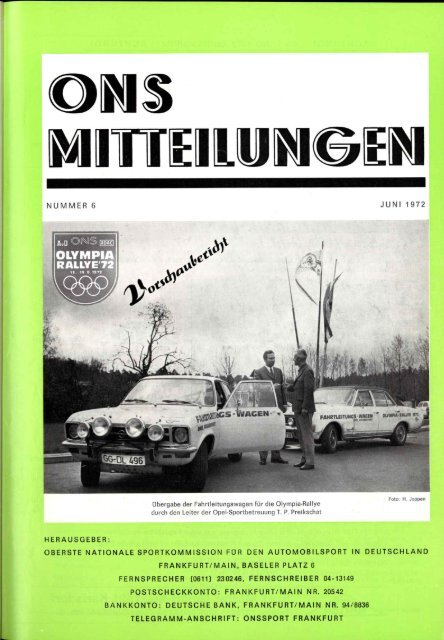 Vorbericht Olympia Rallye aus ONS-Nachrichten 06/1972