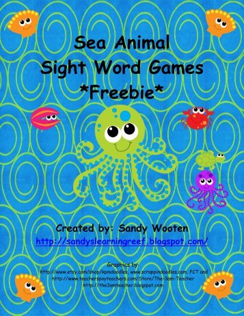 Sea Animal Sight Word Games *Freebie*