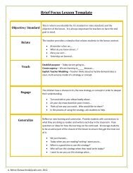 Brief Focus Lesson Template