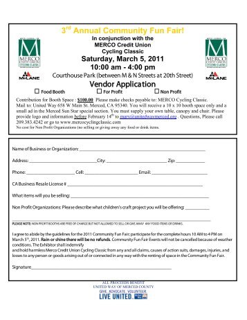 3rd Annual Community Fun Fair Vendor Application - Topsport Cycling