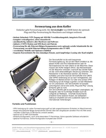 Technisches Datenblatt - EXOR Gmbh