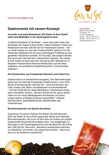 Gastronomie mit neuem Konzept - Cafe Del Sol