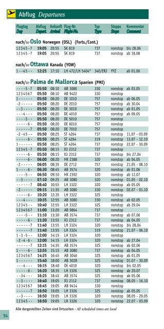 Flugplan und Service Guide Sommer 2013 - DÃ¼sseldorf