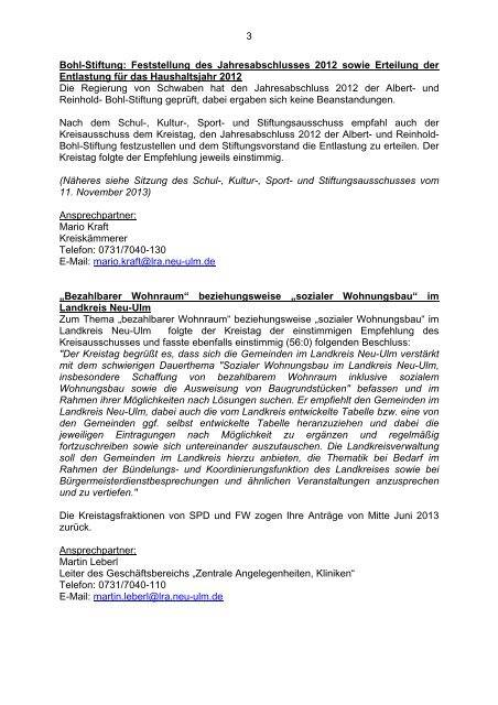 Sitzungsbericht 06.12.2013 - Landkreis Neu-Ulm