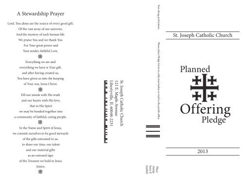 Click here to print a Planned Offering Pledge Card - St. Joseph Parish