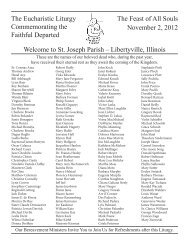 Libertyville, Illinois The Feast of All Souls ... - St. Joseph Parish