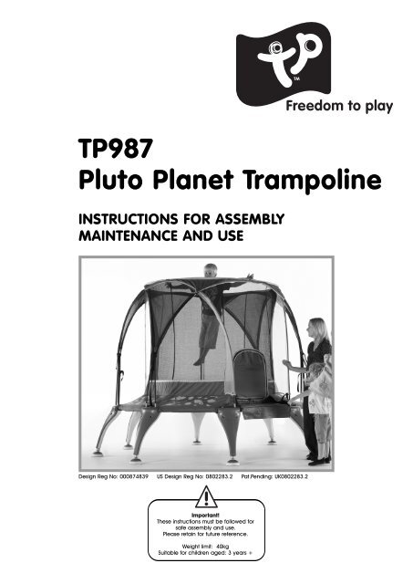 TP987 Pluto Planet Trampoline â INSTRUCTIONS ... - Eveil et jeux