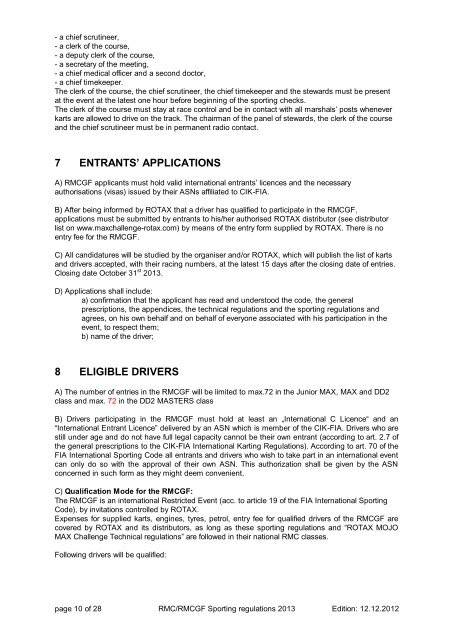 Rotax Sporting Regulations 2013 - Rotax Max Challenge Asia