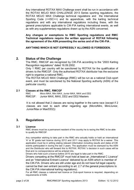 Rotax Sporting Regulations 2013 - Rotax Max Challenge Asia