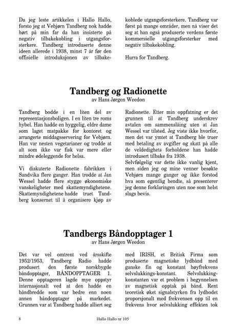 Tandberg - Norsk Radiohistorisk Forening