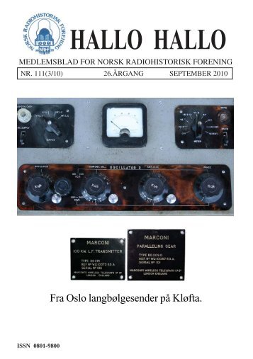 Omslag HH 111 A4 vesjon 2.pmd - Norsk Radiohistorisk Forening