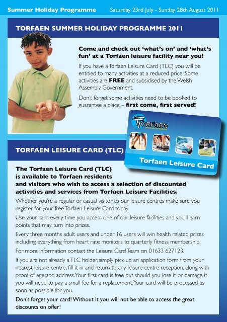 Torfaen Summer Holiday Programme - Torfaen Family Information ...