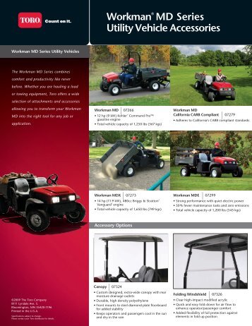 Workman® MD Series Utility Vehicle Accessories - Toro