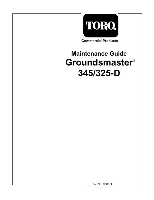 Maintenance Guide Groundsmaster 345 325 D Toro