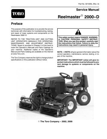 Reelmaster 2000--D - Toro