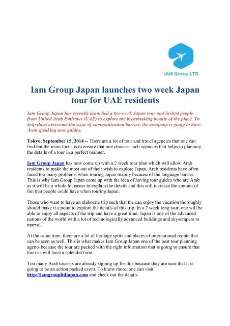 Iam Group Japan launches two week Japan tour for UAE residents