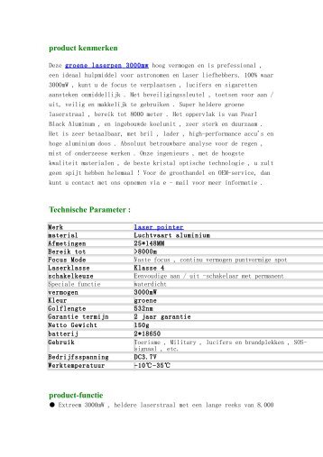 groene 3000mW laserpen/laserpointer krachtige