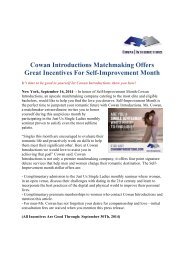 Cowan Introductions Matchmaking Offers Great Incentives For Self-Improvement Month