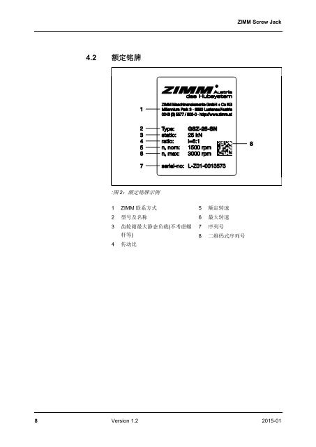 操 作 手 册 螺 旋 千 斤 顶 | ZIMM 1.2 - ZH