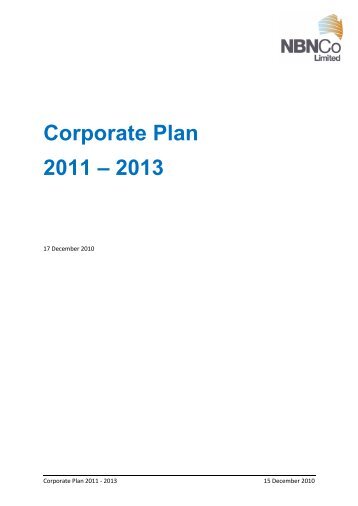 Corporate Plan 2011 – 2013