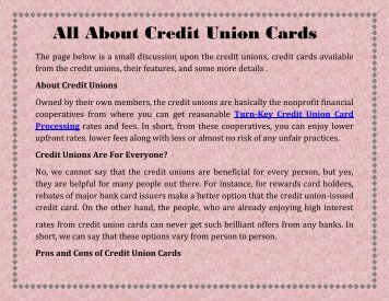 All About Credit Union Cards