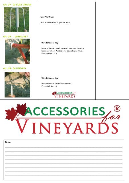 General brochure Accessories for Vineyards