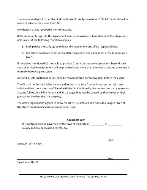 DJ Business Agreement