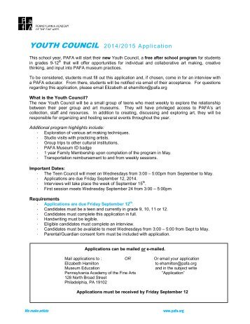 TEEN COUNCIL  2014 Application