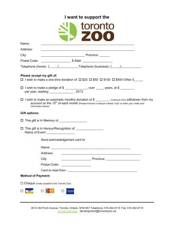 PDF donation form - Toronto Zoo