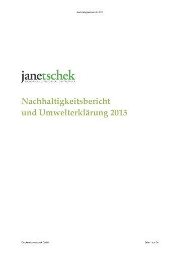 Nachhaltigkeitsbericht und Umwelterklärung 2013