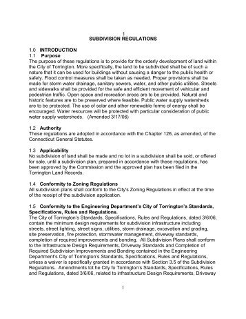 Torrington Subdivision Regulations - City of Torrington, CT