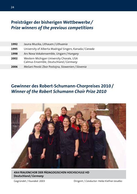 7th International Robert Schumann Choir Competition & Festival Zwickau - Program Book