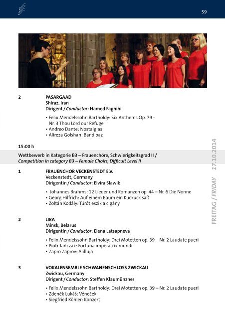 7th International Robert Schumann Choir Competition & Festival Zwickau - Program Book