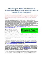 Mould Expert Phillip Fry Announces Caribbean Help by Email, Websites & Sale of Mould Removal Products