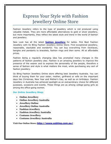 Express Your Style with Fashion Jewellery Online Store