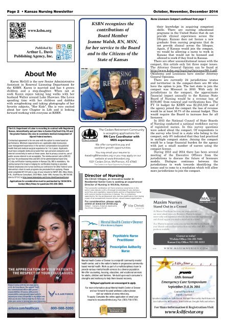 The Kansas Board of Nursing Newsletter - Oct. 2014