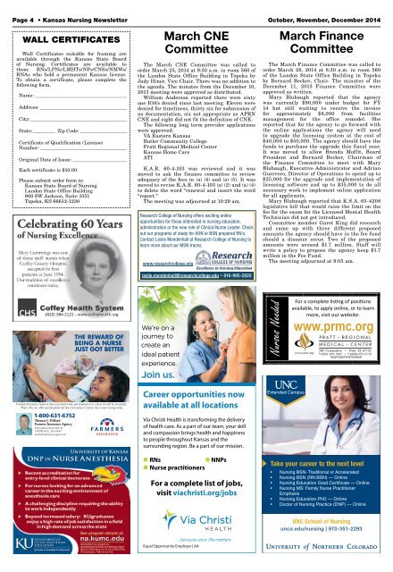 The Kansas Board of Nursing Newsletter - Oct. 2014
