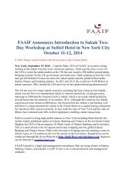 FAAIF Announces Introduction to Sukuk Two-Day Workshop at Sofitel Hotel in New York City October 11-12, 2014