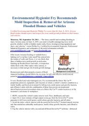 Environmental Hygienist Fry Recommends Mold Inspection & Removal for Arizona Flooded Homes and Vehicles
