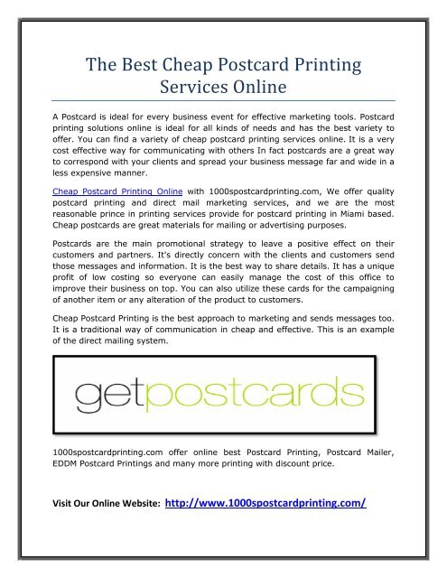 The Best Cheap Postcard Printing Services Online