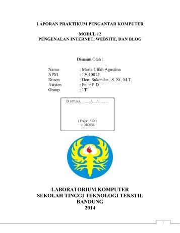 LABORATORIUM KOMPUTER SEKOLAH TINGGI TEKNOLOGI TEKSTIL BANDUNG 2014