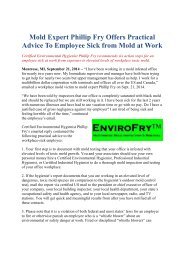 Mold Expert Phillip Fry Offers Practical Advice To Employee Sick from Mold at Work