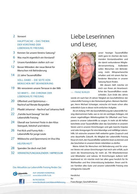 2014 Oktober / Lebenshilfe Freising / Tausendfüßler-Magazin