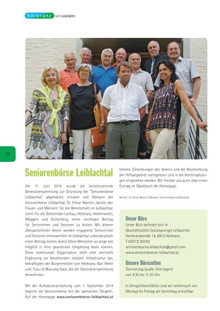 Hörbranz aktiv - September 2014 - Energieregion Leiblachtal