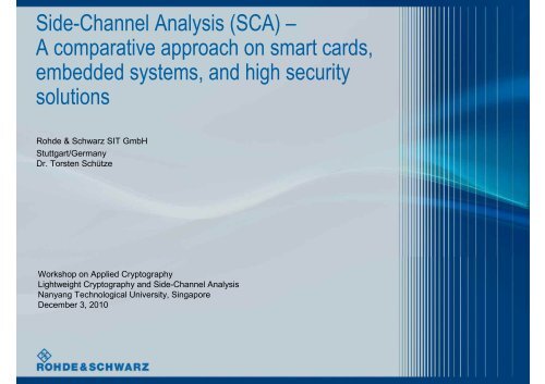 Side-Channel Analysis (SCA) â A comparative approach on smart ...