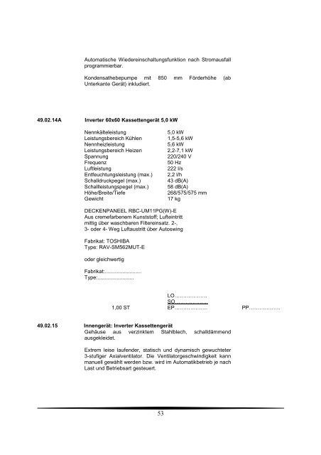 Ausschreibungstexte Gesamt 2009